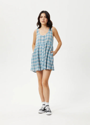 AFENDS Position - Seer Sucker Check Dress - Lake Check