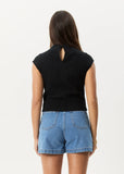 Afends Wren Focus Seersucker Mock Neck Top