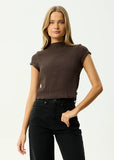 Afends Wren Focus Seersucker Mock Neck Top