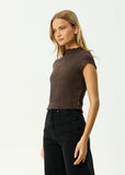 Afends Wren Focus Seersucker Mock Neck Top