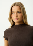 Afends Wren Focus Seersucker Mock Neck Top