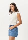 Afends Wren Focus Seersucker Mock Neck Top