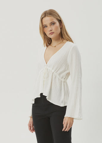 AFENDS Focus Seersucker Tie Top - Off White