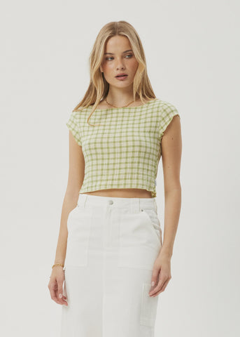 AFENDS Darcy Check Top - Lemongrass Check