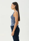 AFENDS Mountains - Seersucker Sleeveless Top - Navy Red Check