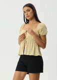 AFENDS Sunday Seersucker Top - Lemon Check