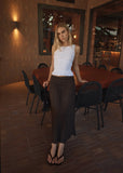 AFENDS Rachel Focus Hemp Seersucker Maxi Skirt - Coffee