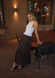 AFENDS Rachel Focus Hemp Seersucker Maxi Skirt - Coffee