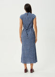 AFENDS Mountains Elodie - Seersucker Midi Dress - Navy Red Check