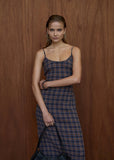 AFENDS Rumi Shev - Hemp Seersucker Check Dress - Indigo Check