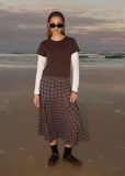 AFENDS Lana Shev - Hemp Seersucker Midi Skirt - Indigo Check