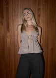 AFENDS Ana Tie Top - Mahogany Check