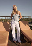 AFENDS Delfina Seersucker Halter Top - Powder Blue