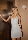 AFENDS Montana Seersucker Halter Mini Dress - Powder Blue Check