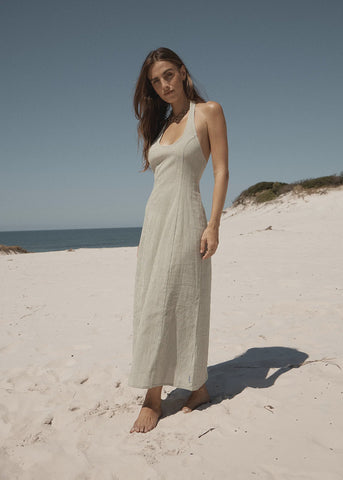 AFENDS Maya Indy Hemp Maxi Dress - Sage Check