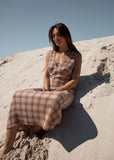 AFENDS Tully Mirage Hemp Seersucker Maxi Dress - Desert Check