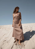 AFENDS Tully Mirage Hemp Seersucker Maxi Dress - Desert Check