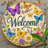 Welcome Round Metal Sign (20cm x 20cm)