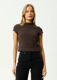 Afends Wren Focus Seersucker Mock Neck Top