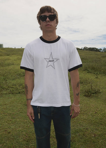 AFENDS Chains - Boxy Ringer Tee - White