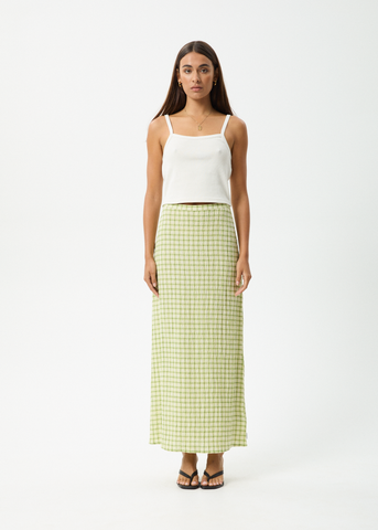 AFENDS Darcy Check Maxi Skirt - Lemongrass