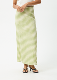 AFENDS Darcy Check Maxi Skirt - Lemongrass