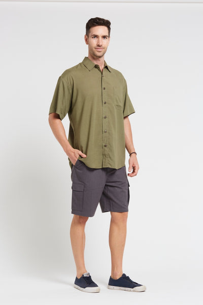 BRAINTREE Hemp Rayon Short Sleeve Shirt - Khaki